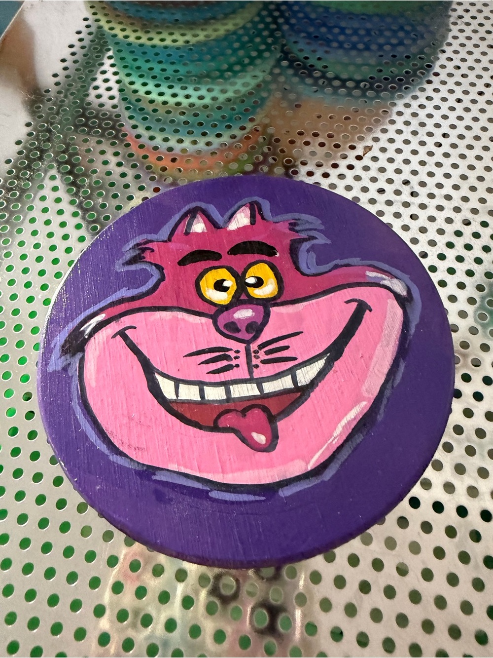 Custom hand painted Disney Cheshire Cat coaster